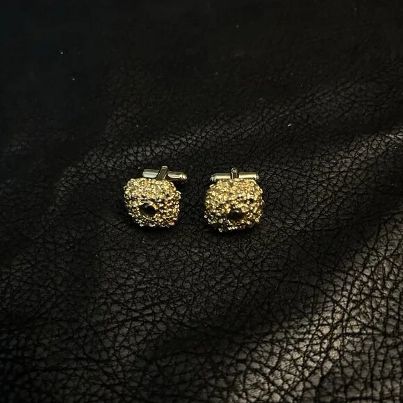 Vintage HADLEY STERLING Etched Gold Nuggets Cufflinks Signed Sterling Cufflinks